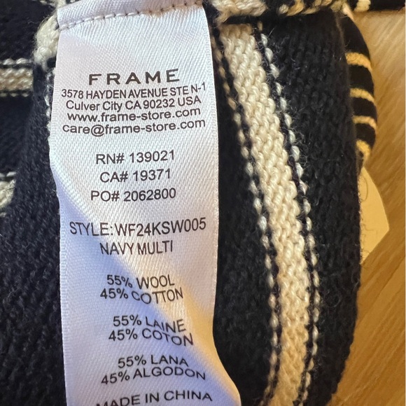 FRAME Denim Wool blend Cardigan small gold buttons striped - Picture 10 of 13